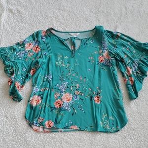 Lauren Conrad Floral Bell Sleeve Top